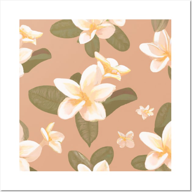 Sunset Blooms: Orange-Toned Floral Wall Art by Sevendise